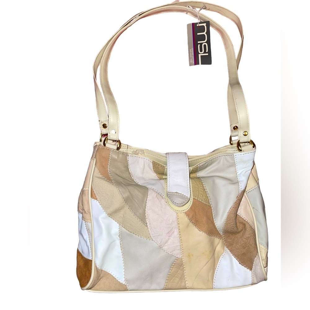 Vintage! NWT, 80’s genuine leather muted patch shoulder bag